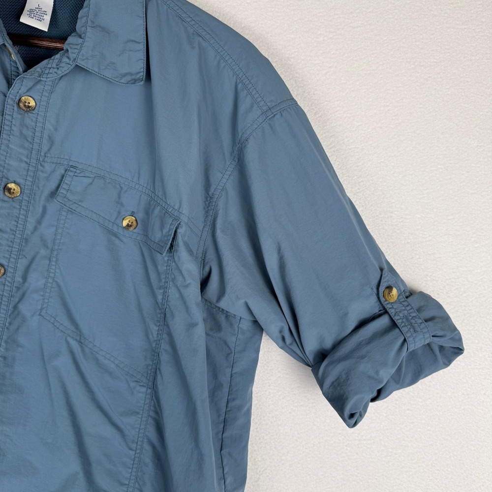 Campmor Nylon Shirt Mens L Vented Roll Up Sleeve Chest Pockets Lightweight - Picture 5 of 10